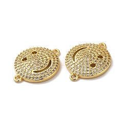 Eco-Friendly Rack Plating Brass Micro Pave Clear Cubic Zirconia Connector Charms&nbsp;KK-F853-31G