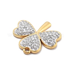 304ステンレススチールポリマークレイラインストーンペンダント  真空めっき  クローバー  18x18x2mm  穴：1.3mm&nbsp;RESI-R155-012G-07
