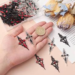 エナメル付き8色ラインストーンクロスペンダント40個。  合金ペンダント  ブラック  47.5x21.5x4mm  穴：1.8mm  5個/カラー&nbsp;ENAM-CJ0004-24