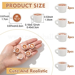 15個 5スタイル 不透明樹脂ドリンクペンダント  ハート/葉/花のコーヒーカップチャーム  ホワイト  混合図形  17x22x13.5mm  穴：4.5x3mm  3個/スタイル&nbsp;FIND-YW0007-46