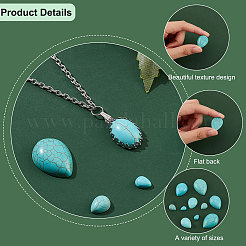 100Pcs 5 Styles Craft Findings Dyed Synthetic Turquoise Gemstone Flat Back Teardrop Cabochons&nbsp;TURQ-PH0001-06