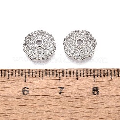 Brass Micro Pave Clear Cubic Zirconia Bead Caps&nbsp;KK-Q071-17P-02