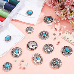 22Pcs 11 Styles Flat Round Alloy Enamel Coin Screwback Rivets&nbsp;FIND-NB0005-76