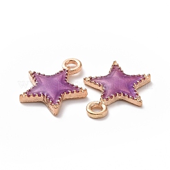 合金エナメルチャーム  スター  ゴールドカラー  蘭  16x13x2mm  穴：2mm&nbsp;ENAM-O027-04B