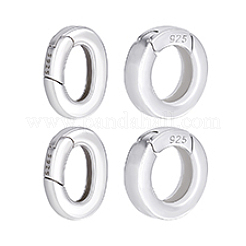 4Pcs 2 Styles 925 Sterling Silver Spring Gate Rings&nbsp;STER-PH0004-32S