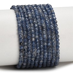 天然サファイアビーズ連売り  多面カット  ラウンド  2.8x2.5mm  穴：0.6mm  約154個/連  15.83''（40.2センチメートル）&nbsp;GG-CBA77FB-B07-2.8mm