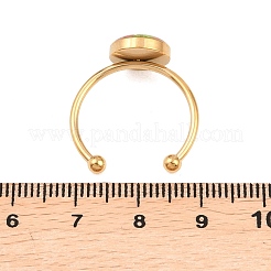 304ステンレス鋼エポキシ樹脂カフリング  内部のドライフラワーと  フラットラウンド  レッド  18mm&nbsp;RJEW-P184-01G-02