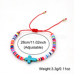 Bohemian Style Cross Glass Seed Bead & Synthetic Turquoise Beaded Braided Bracelets for Women&nbsp;VI1607-4