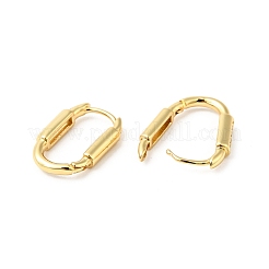 クリアキュービックジルコニアオーバルフープピアス  女性のための真鍮のアクセサリー  カドミウムフリー＆ニッケルフリー＆鉛フリー  18KGP本金メッキ  17x11.5x3mm  ピン：0.8mm&nbsp;EJEW-G312-13G