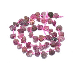 天然石トルマリンビーズ連売り  ナゲット  9~15x5~10x3~7mm  穴：0.8mm  約48~52個/連  15.55インチ（39.5cm）&nbsp;G-F715-073A