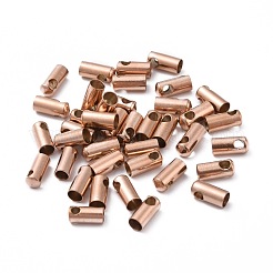 イオンプレーティング（IP）304ステンレススチールコードエンド  エンドキャップ  コラム  ローズゴールド  7.5x3mm  穴：1.5mm  内径：2.5mm&nbsp;STAS-F232-01D-RG