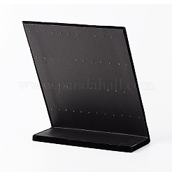 ベロア付き木L字型イヤリングホルダーディスプレイスタンド  長方形  ブラック  23x20x8cm&nbsp;EDIS-O001-01