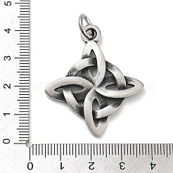 304ステンレスペンダント  丸カン付き  艶出し  ウィッチノットチャーム  アンティークシルバー  39.5x33x3mm  穴：6mm&nbsp;X-STAS-G343-01AS