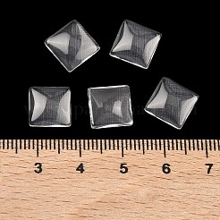 透明なガラスの正方形カボション  透明  10x10x4mm&nbsp;GGLA-S022-10mm