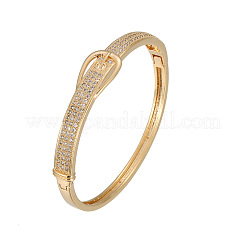 Brass Micro Pave Clear Cubic Zirconia Hinged Bangles for Women&nbsp;FS-WG52500-02