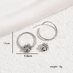 クラシックな真鍮フラワーフープピアス  銀  15x15mm&nbsp;MM0434