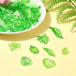 120個8スタイル透明アクリルパーツ  葉  芝生の緑  19.5~28x10.5~24x1.2~3.5mm  穴：1.2~2mm  15個/スタイル&nbsp;OACR-FS0001-71
