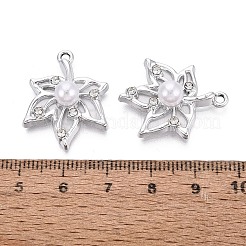 ABS樹脂製イミテーションパール、クリスタルラインストーン、アクリル製ペンダント  メープルリーフチャーム  プラチナ  ホワイトスモーク  25.5x20x8mm  穴：1.6~1.8mm&nbsp;PALLOY-Q466-04P-01