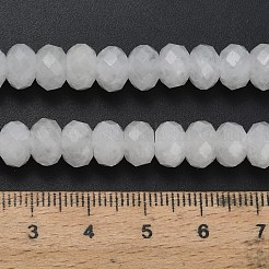 天然石ホワイトジェイドビーズ連売り  多面カット  ロンデル  8x5.5mm  穴：1.2mm  約69個/連  15.16''（38.5センチメートル）&nbsp;G-Z111-A36