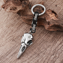 Vintage 304 Stainless Steel Raven Skull Keychains&nbsp;VE1256