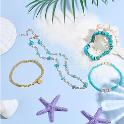 Synthetic Turquoise Jewelry Earring & Necklace & Bracelet Sets&nbsp;SJEW-PH0001-19