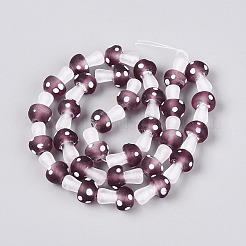 Frosted Handmade Lampwork Beads Strands&nbsp;LAMP-N038-08F