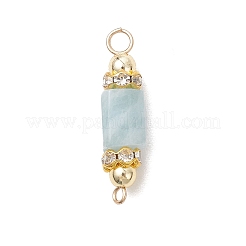 Natural Aquamarine with Electroplate Synthetic Non-magnetic Hematite Faceted Column Connector Charms&nbsp;PALLOY-JF04855