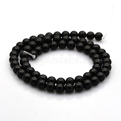Round Natural Black Onyx Beads Strands&nbsp;G-N0120-26-6mm