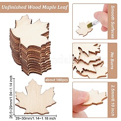 未完成の木のカエデの葉の形の切り欠き  小麦  2.65~2.9x2.9~3x0.25cm  約100個/袋&nbsp;DIY-WH0034-99