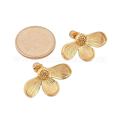 女性用304ステンレススチールスタッドピアス  花  ゴールドカラー  18x32.5mm&nbsp;EJEW-B114-05G