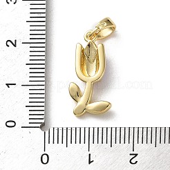 真鍮製エナメルペンダント  花  ゴールドカラー  ピンク  19.5x10x3.5mm  穴：4.5x2.5mm&nbsp;KK-P320-06G-02