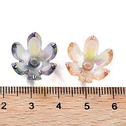 UVメッキ透明アクリルビーズキャップ  虹色の  花  ミックスカラー  18x10mm  穴：3mm&nbsp;MACR-K356-15I