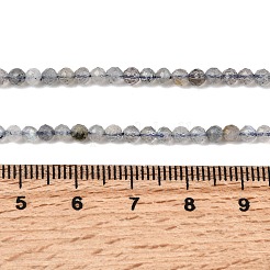 天然石ラブラドライトビーズ連売り  多面カット  ラウンド  3~3.5mm  穴：0.6~0.7mm  約112~127個/連  14.69~15.47''（37.3~39.3センチメートル）&nbsp;G-RM250104-E8