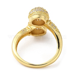 Rack Plating Brass Cubic Zirconia Open Cuff Rings&nbsp;RJEW-K249-15G