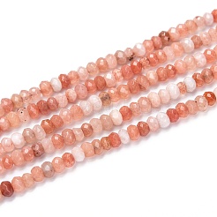 染め天然マレーシアジェイド翡翠ロンデルビーズ連売り  多面カット  ライトコーラル  4x2~3mm  穴：1mm  約110~115個/連  14インチ&nbsp;X-G-E316-2x4mm-42