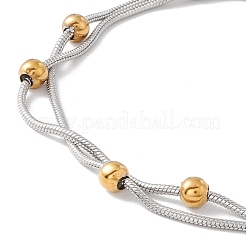 PVD Vacuum Plating 304 Stainless Steel Double Satellite Chains Multi-strand Anklet&nbsp;STAS-E001-09P