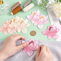 8個4色のポリエステル製衣類パッチ  刺繍アップリケ  花  ミックスカラー  79x80x1.5mm  2個/カラー&nbsp;PATC-PH0001-09