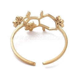 304ステンレススチールカフリング  花  18KGP本金メッキ  10.5mm&nbsp;RJEW-Q002-02G