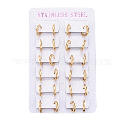 304ステンレススチール製ハギーフープピアス  リング  ゴールドカラー  12x13x2mm  ピン：1.2mm&nbsp;LS-EJEW-L252-043A-G