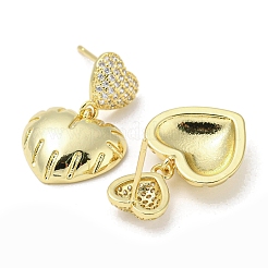 Rack Plating Real 18K Gold Plated Brass Micro Pave Cubic Zirconia Dangle Stud Earrings&nbsp;EJEW-F331-08G-02