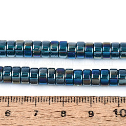 Ab色のメッキ透明ガラスビーズ連売り  フラットラウンド  スチールブルー  6~6.5x3mm  穴：1~1.2mm  約111~119個/連  14.17~15.16''（36~38.5センチメートル）&nbsp;GLAA-T026-3x6mm-T03