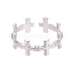 Non-Tarnish 304 Stainless Steel Cross Open Cuff Ring for Women&nbsp;RJEW-K245-26P