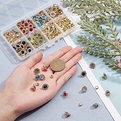 120セット6色の合金ラインストーンリベット  鉄のパーツと  洋服バッグシューズレザークラフト  ヒマワリ  ミックスカラー  11x8mm  ピン：2.5mm&nbsp;FIND-WR0003-09