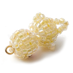シードビーズ ビーズチャーム  304ステンレススチールループ付き  鳥のペンダント  レモンシフォン  21.5x13x14mm  穴：2mm&nbsp;PALLOY-MZ00318-01
