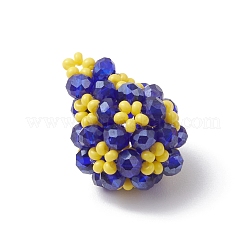 手作りのガラスシードビーズペンダント  ティアドロップチャーム  ブルー  24x17mm  穴：1.3mm&nbsp;PALLOY-MZ00422-02