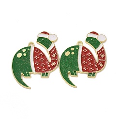 Christmas Theme Rack Plating Alloy Enamel Pendants&nbsp;PALLOY-O109-19LG