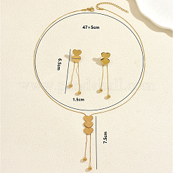 Elegant Stainless Steel Heart Pendant Lariat Necklace & Earrings Bracelet Set for Women Party Gift&nbsp;LF0816