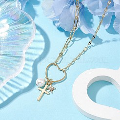 Brass with Stainless Steel Pendants Necklaces&nbsp;NJEW-JN04873