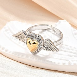 Gothic Style Brass Micro Pave Clear Cubic Zirconia Cuff Rings for Women&nbsp;RJEW-U051-02B-GP