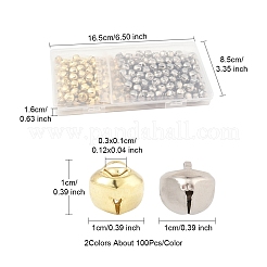 鉄製ベルチャーム 200色2個  プラチナ·ゴールデン  10x10x10mm  穴：3x1mm  100個/カラー&nbsp;IFIN-FS0001-53